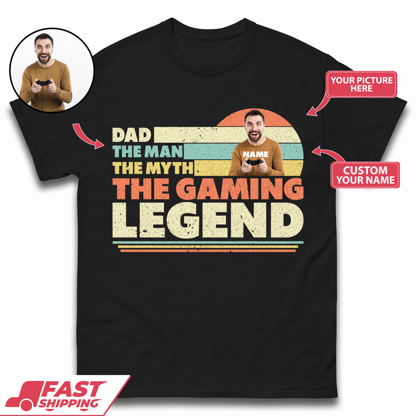 Personalised Dad The Gaming Legend Mens T-Shirt