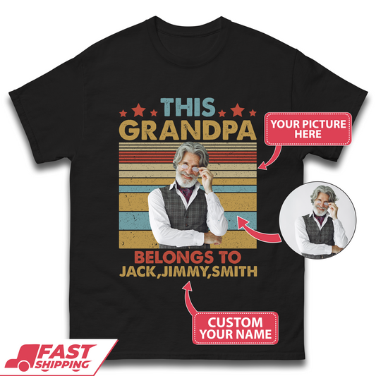 Personalised This Grandpa Belongs To Mens T-Shirt