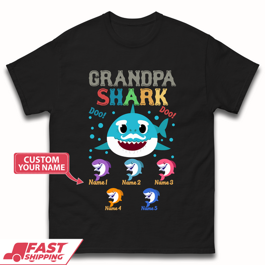 Personalised Grandpa Shark Mens T-Shirt