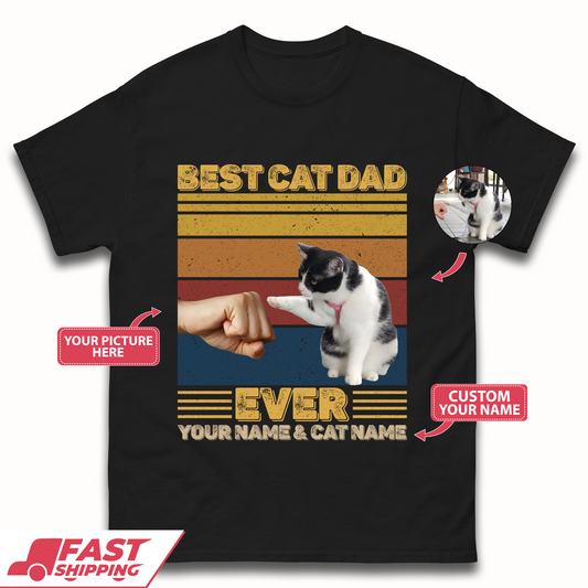 Personalised Best Cat Dad Ever Mens T-Shirt