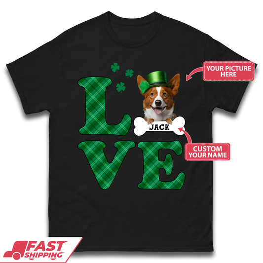 Personalised Love St. Patrick's Dog Mens T-Shirt