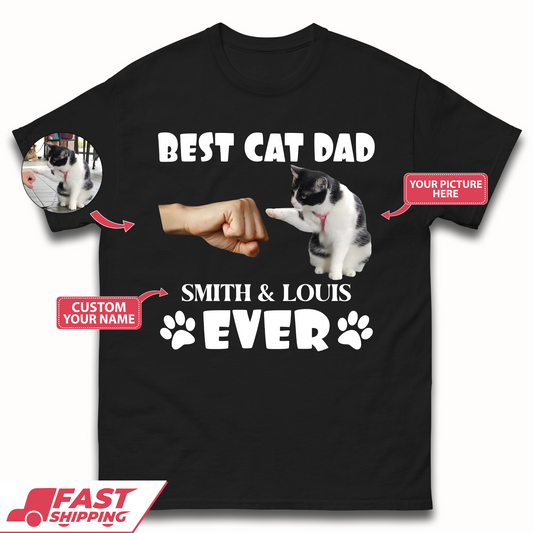 Personalised Best Cat Dad Ever Mens T-Shirt