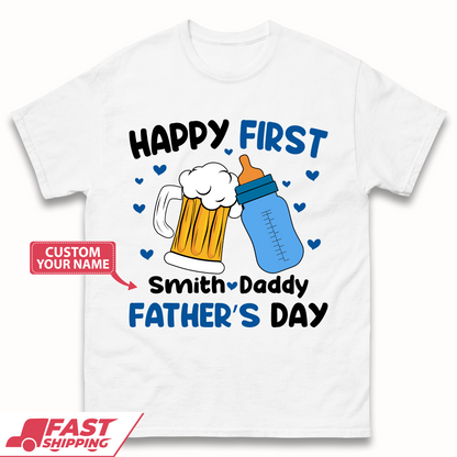 Personalised Happy First Father's Day Mens T-Shirt