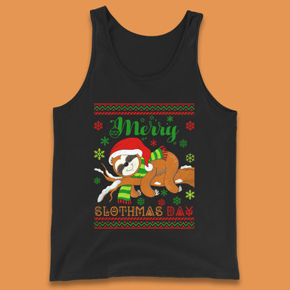 Merry Slothmas Day Christmas Santa Sloth Lovers Xmas Holiday Celebration Tank Top