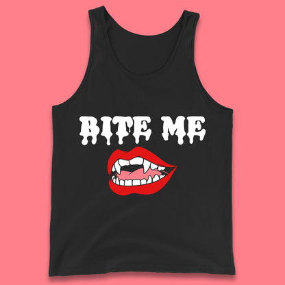 Bite Me Vampire Fangs Halloween Lips Horror Halloween Party Costume Tank Top