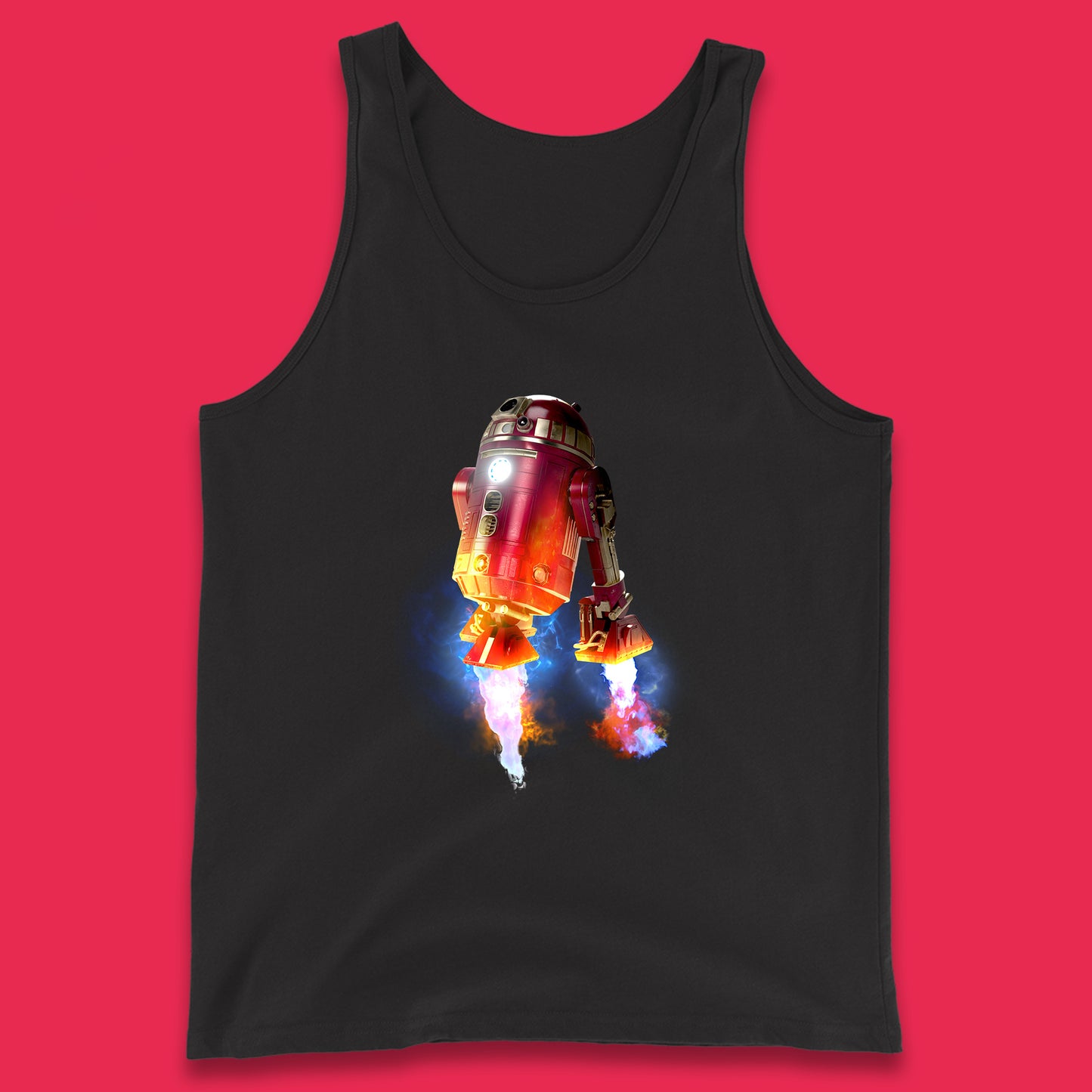 R2-D2 Ready To Fly Iron Man Spoof Sci-fi Action Adventure Movie Character  Star Wars 46th Anniversary Tank Top