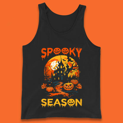 Spooky Season Happy Halloween Full Moon Dark Night Haunted House Tank Top