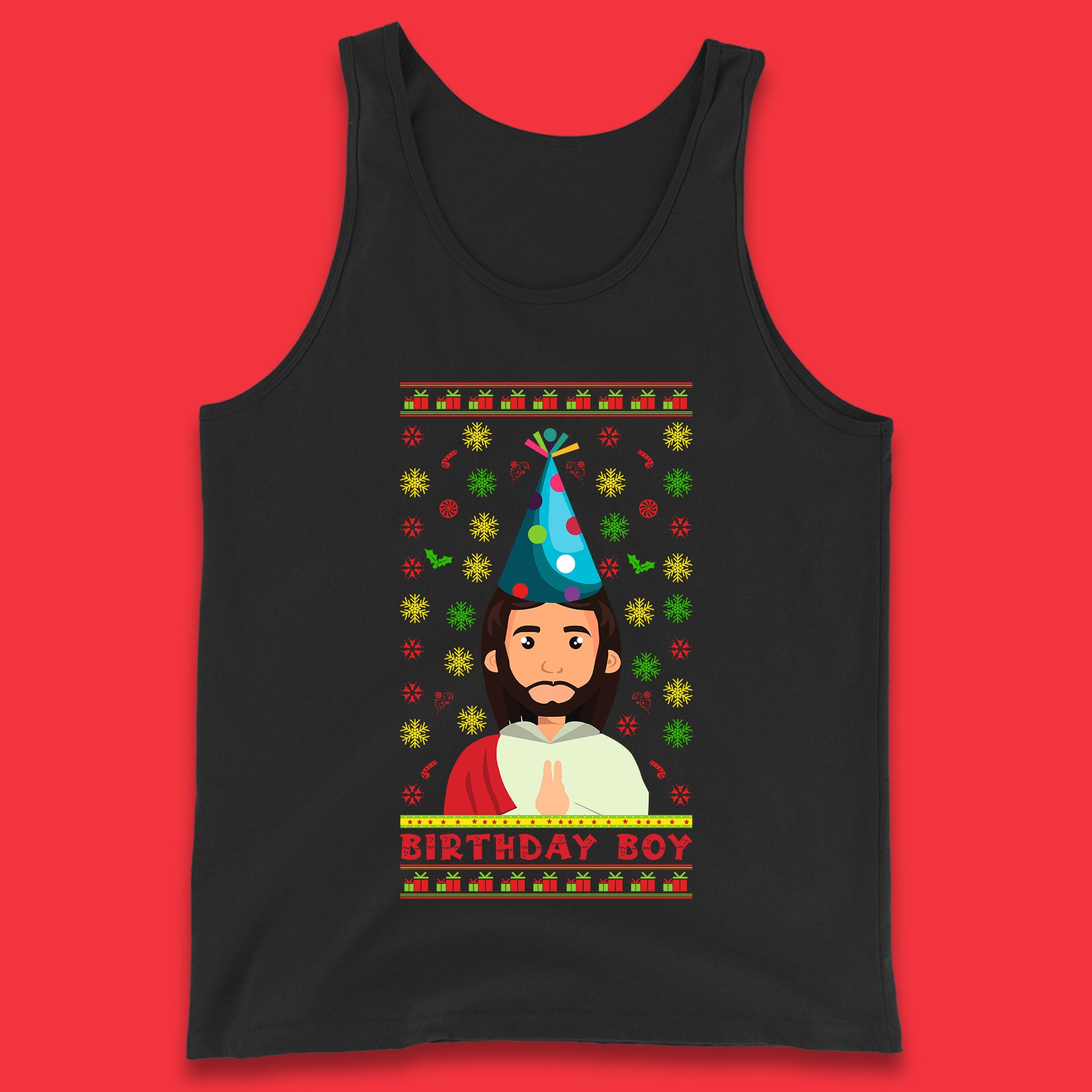 jesus birthday boy christmas tank top