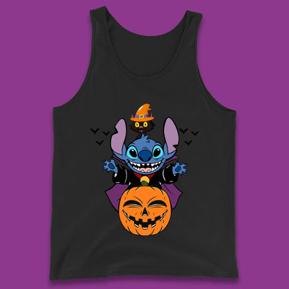 Disney Halloween Pumpkin Devil Stitch With Black Cat Horror Scary Disney Lilo & Stitch Tank Top