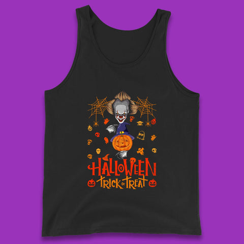 Halloween Trick Or Treat Witch Hat Pumpkin IT Pennywise Clown Horror Scary Movie Fictional Character Tank Top