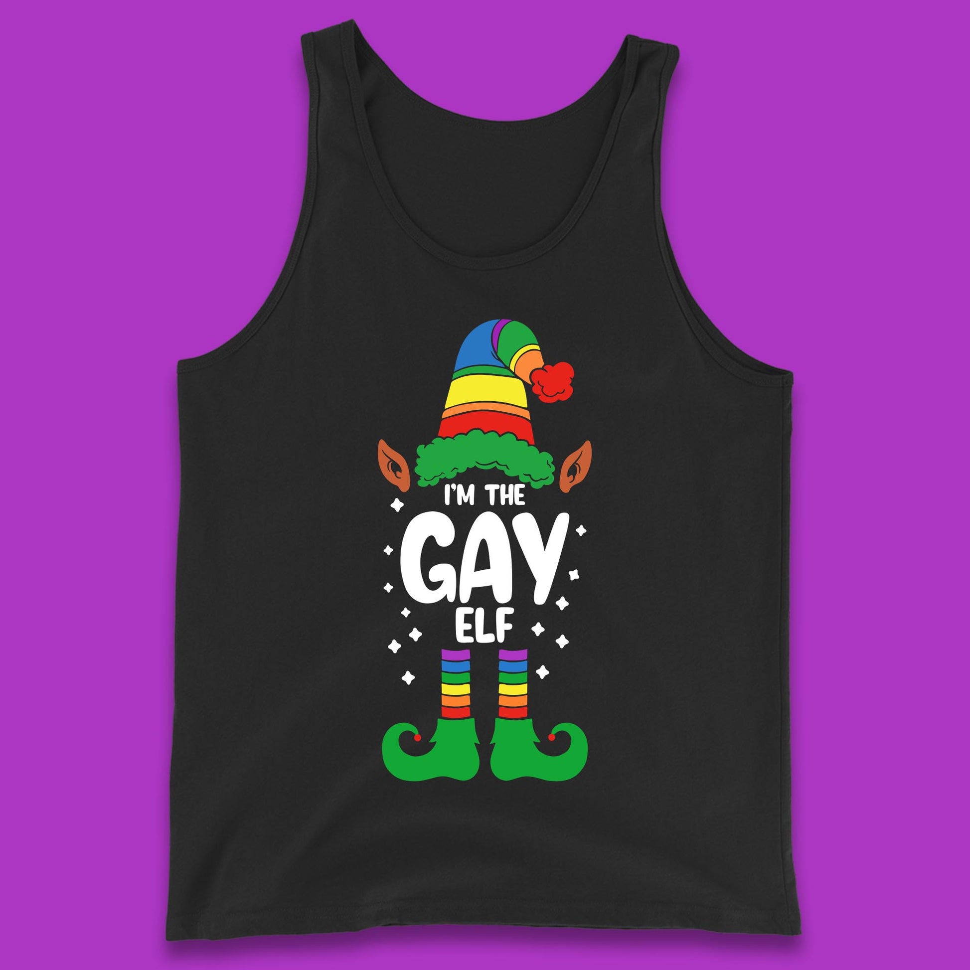 gay elf christmas tank top