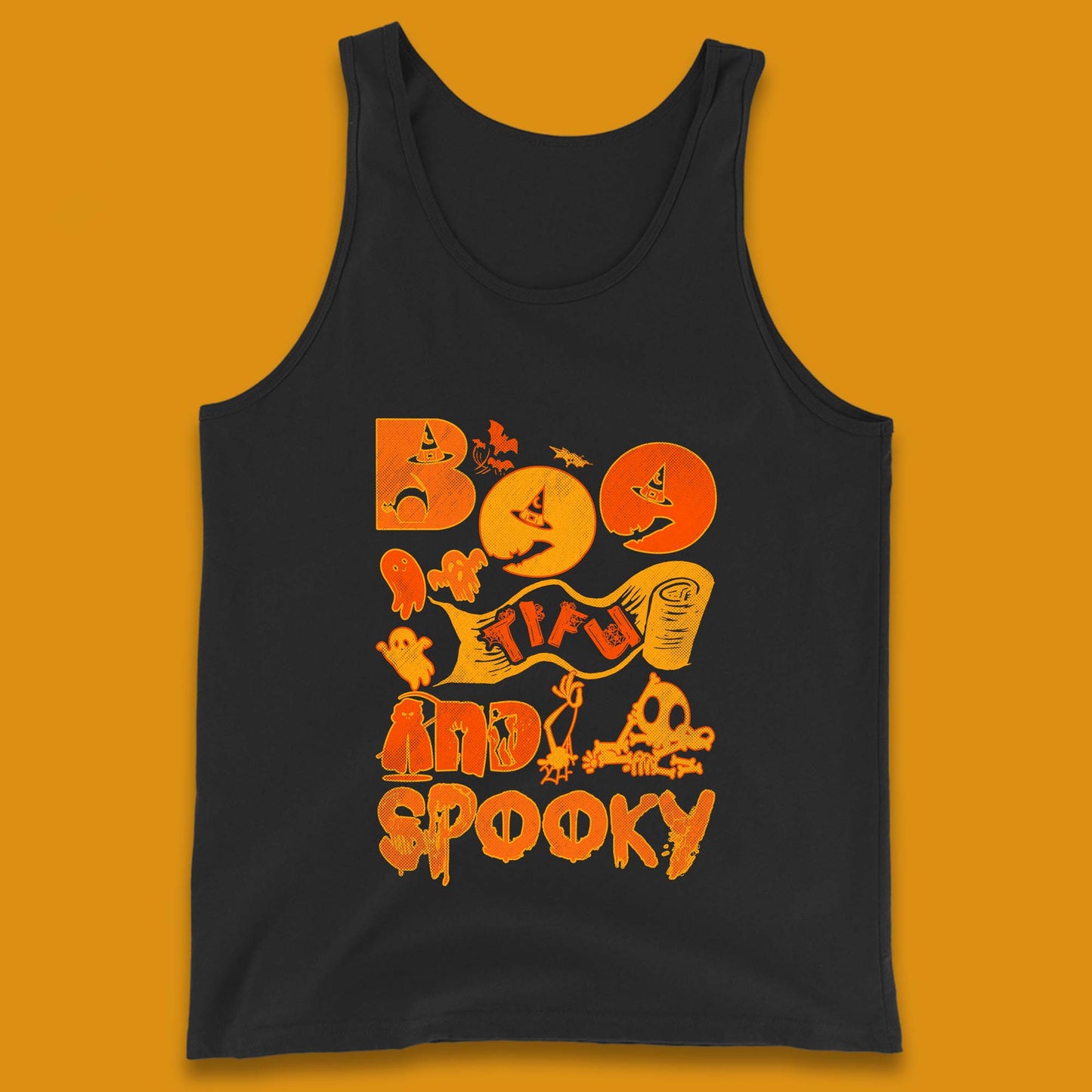 Boo Tiful and Spooky Halloween Horror Scary Boo Ghost Spooky Season Tank Top