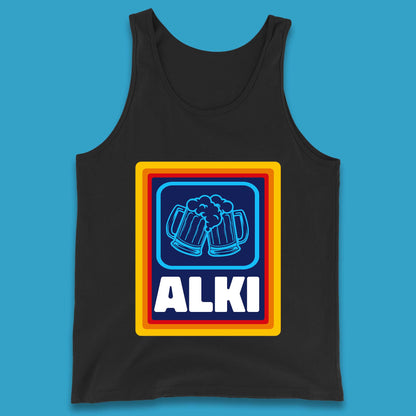 Alki Aldi Drink Pub Beer Joke Funny Parody Novelty Gift Tank Top