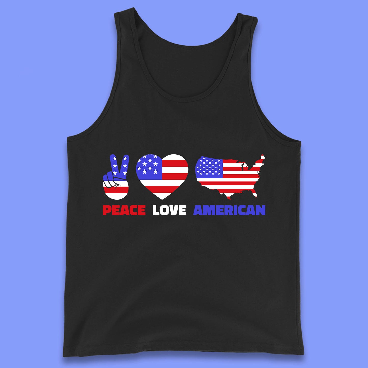 Peace Love American Patriotic USA Flag America Pride Freedom Tank Top