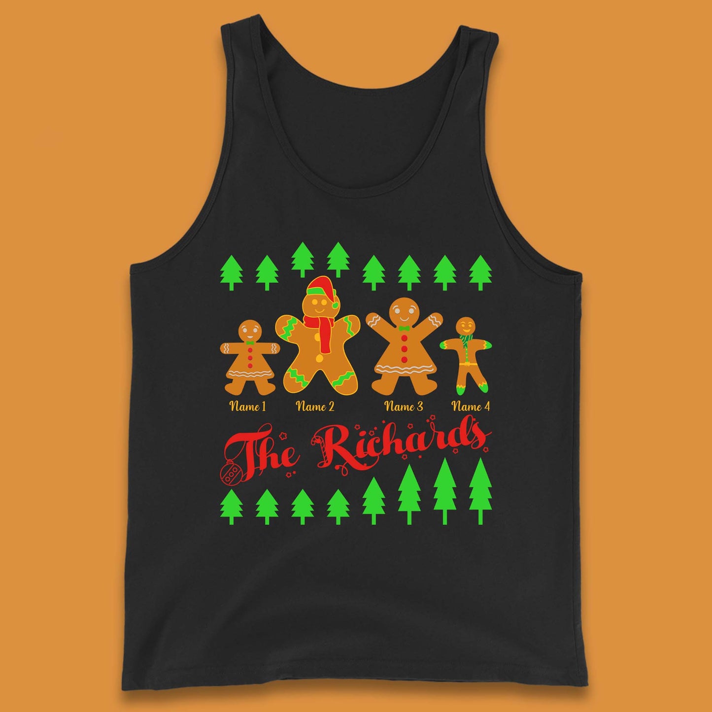 Personalised The Gingerbread Family Christmas Tank Top