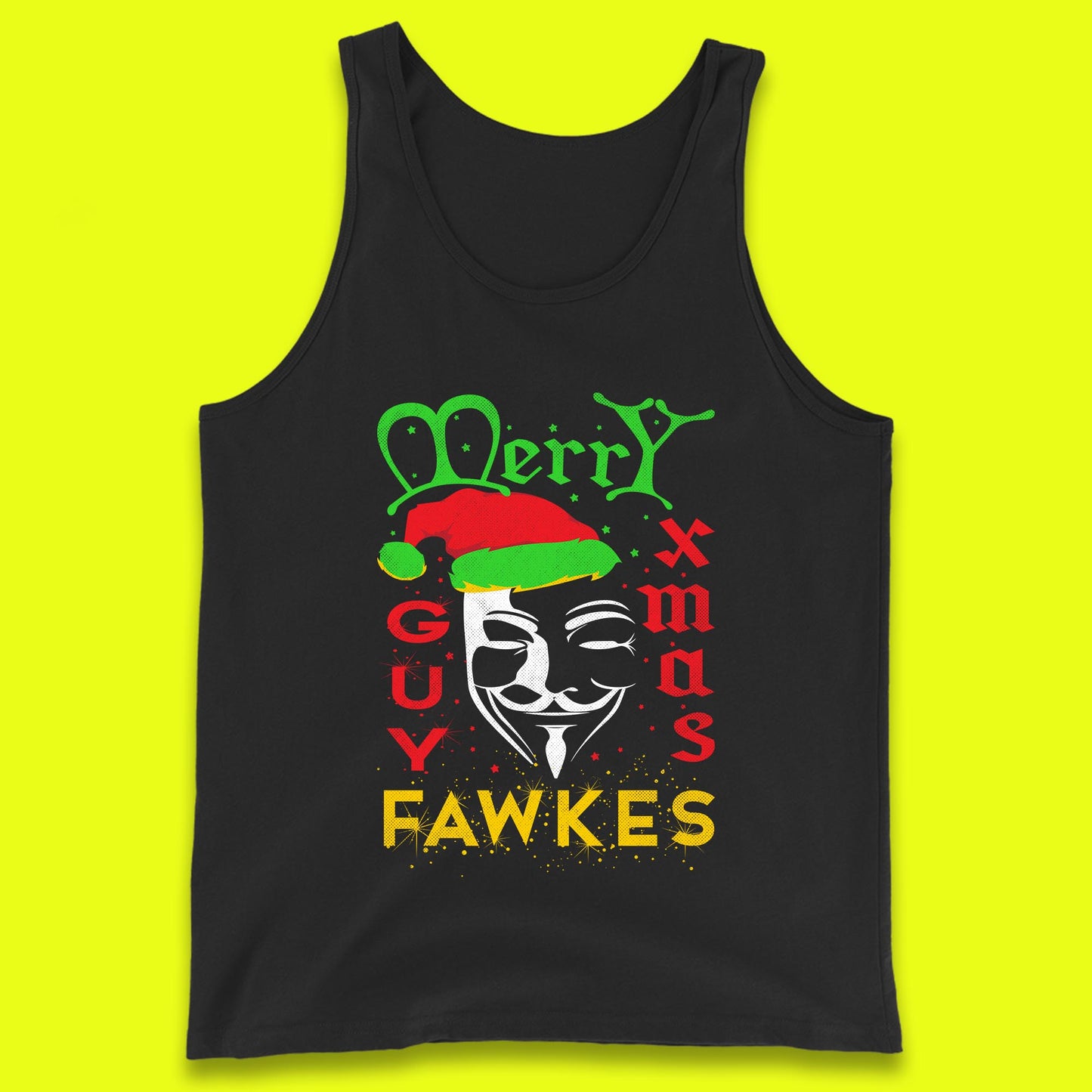 Merry Christmas Santa Claus Anonymous Guy Fawkes Xmas Mask Tank Top