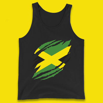 Distressed Jamaica Flag Jamaica Flag Caribbean Islander Sun Marley Kingston Jamaican Pride Patriotism Tank Top