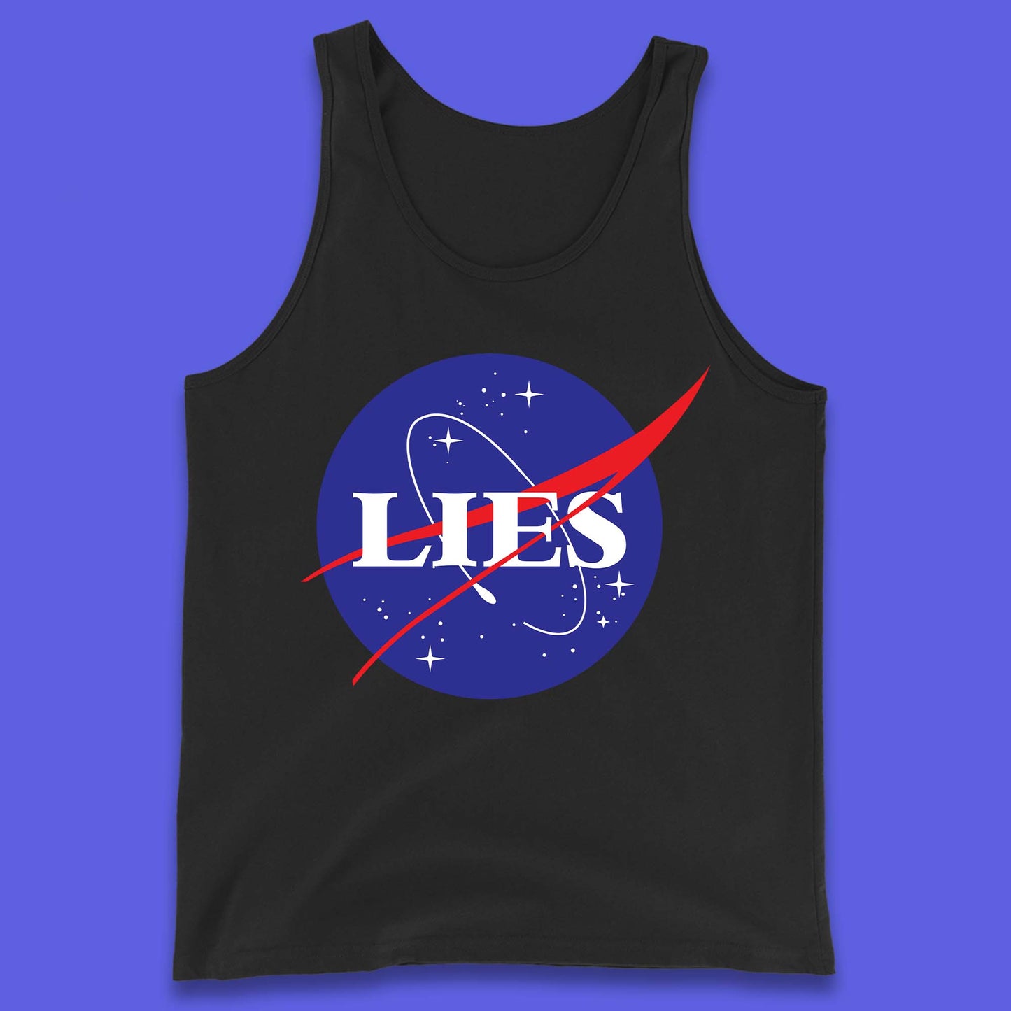 NASA Lies Logo Parody Tank Top