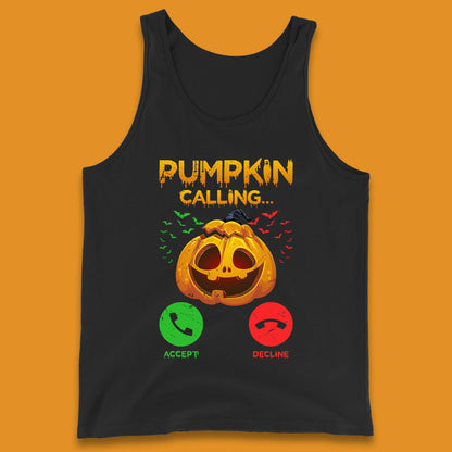 Halloween Pumpkin Calling Funny Phone Call Horror Scary Jack O Lantern Tank Top