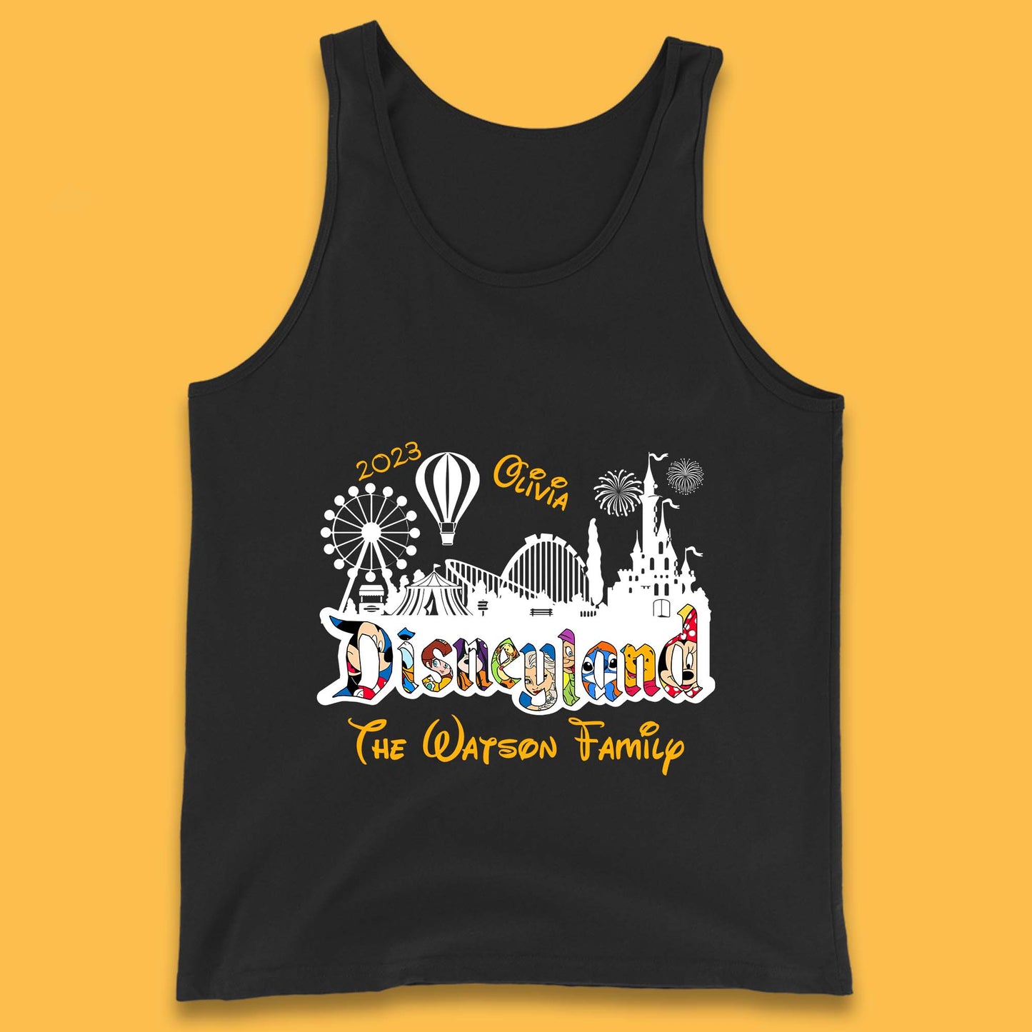 Personalised Disneyland Family Vacation Your Name Disneyland Castle Disneyworld Trip Tank Top