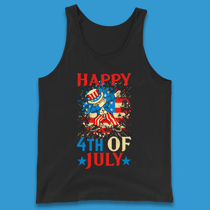 Dabbing Uncle Sam Happy 4th Of July USA Flag Independence Day Funny Dab Dance Tank Top