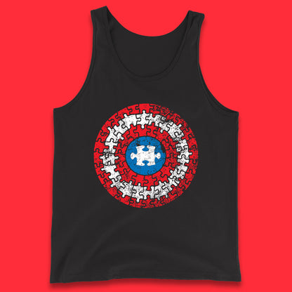 Marvel Avengers Captain America Autism Puzzle Superhero Shield Autism Awareness Gift Marvel Superhero Tank Top