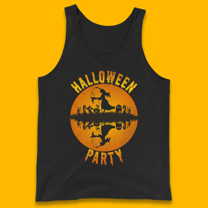 Halloween Party Flying Witch Horror Scary Spooky Season Scary Boo With Full Moon Tank Top