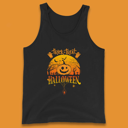 Trick Or Treat Halloween Pumpkin Haunted Trees Scary Spooky Season Tank Top