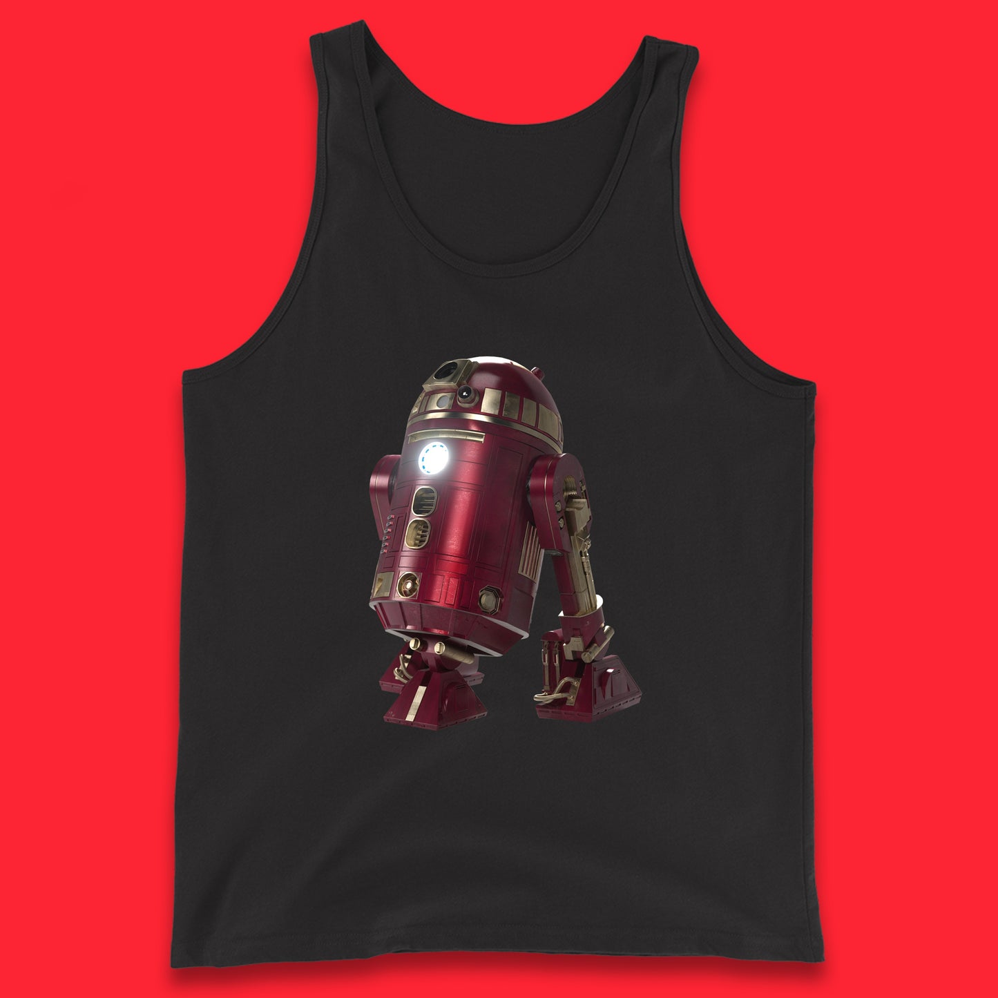 The Iron Man Spoof R2-D2 The Clone Wars Galaxy's Edge Trip R2D2 Ready To Rock Star Wars 46th Anniversary Tank Top