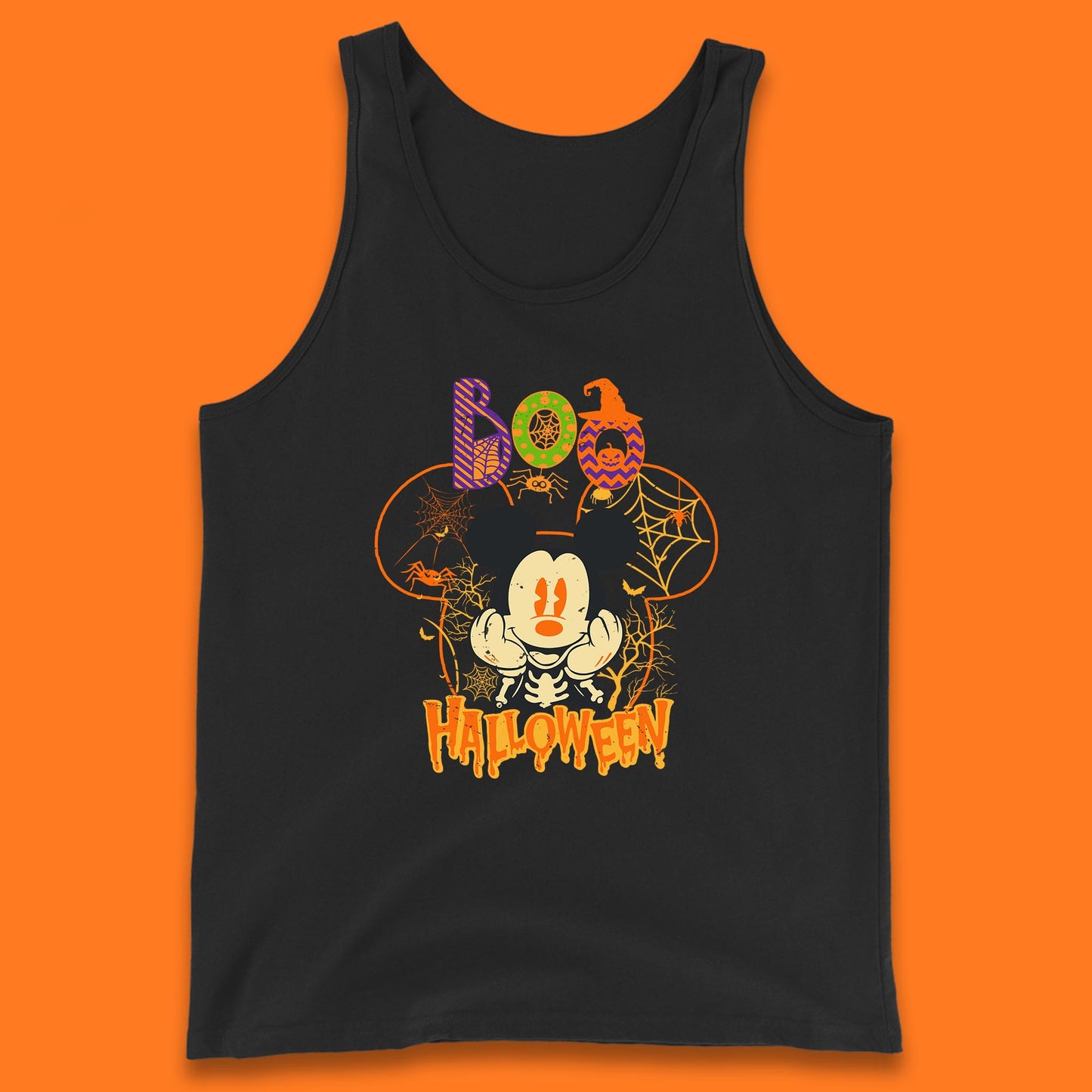 Boo Halloween Mickey Mouse Skeleton Horror Scary Disney Halloween Disneyland Trip Tank Top