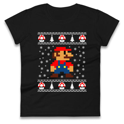 super mario christmas womens t shirt