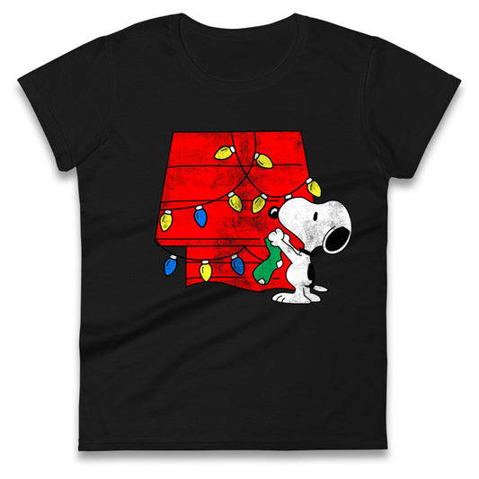 snoopy lighting house christmas womens top