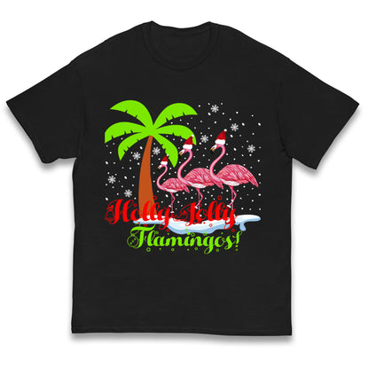 Holly Jolly Flamingos Christmas Kids T Shirt