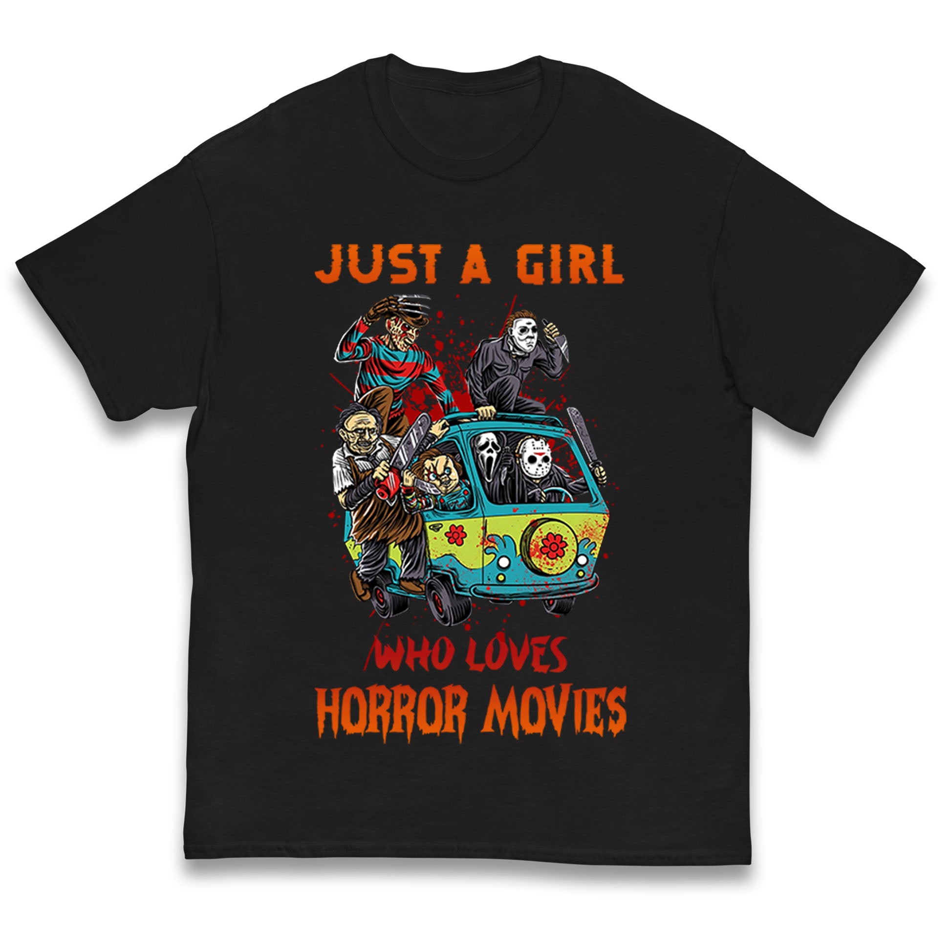 Just A Girl Who Loves Horror Movies Halloween T Shirt
