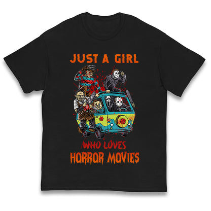 Just A Girl Who Loves Horror Movies Halloween T Shirt
