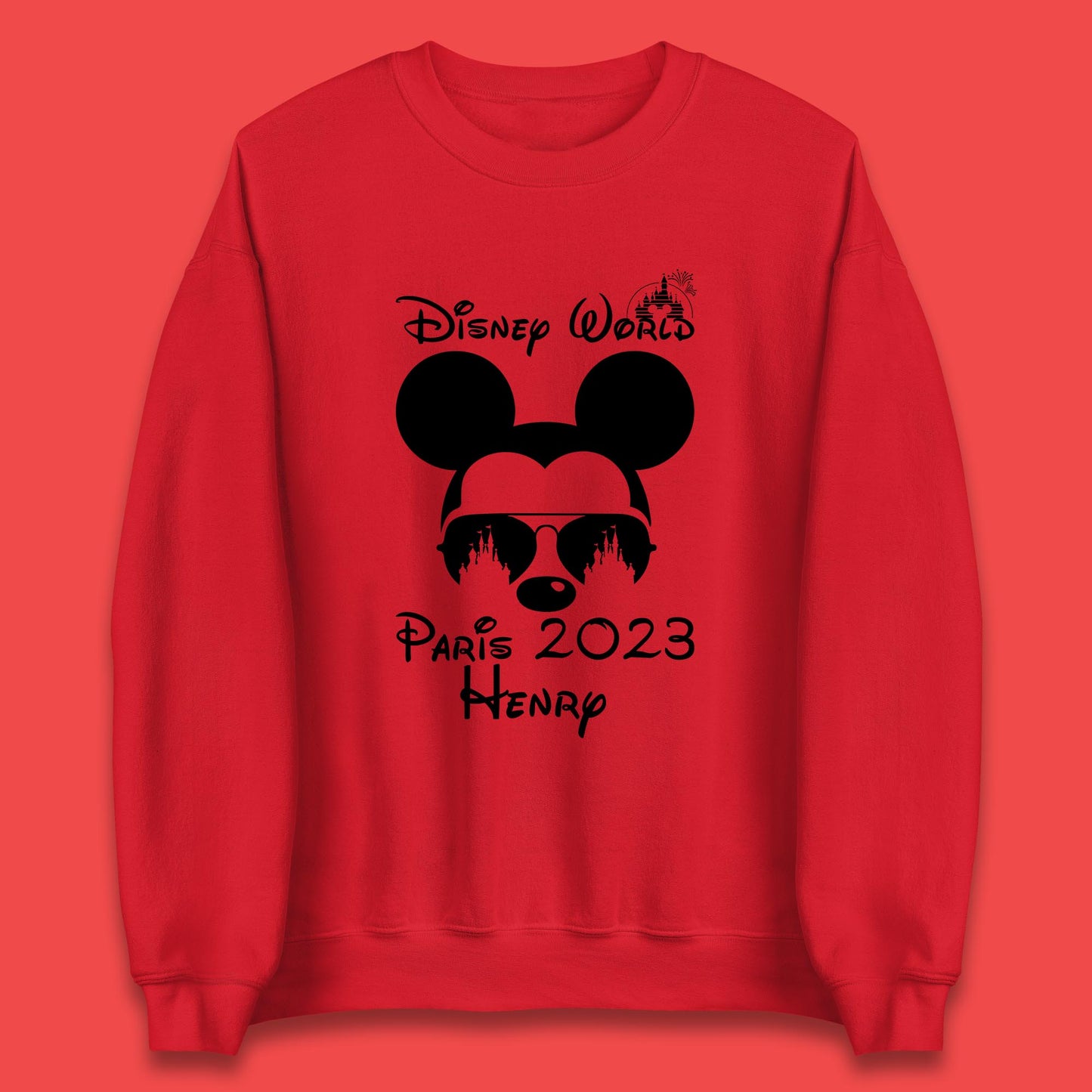 Personalised Disney World Paris 2023 Disney Castle Mickey Mouse Minnie Mouse Cartoon Magical Kingdom Disneyland Trip Unisex Sweatshirt