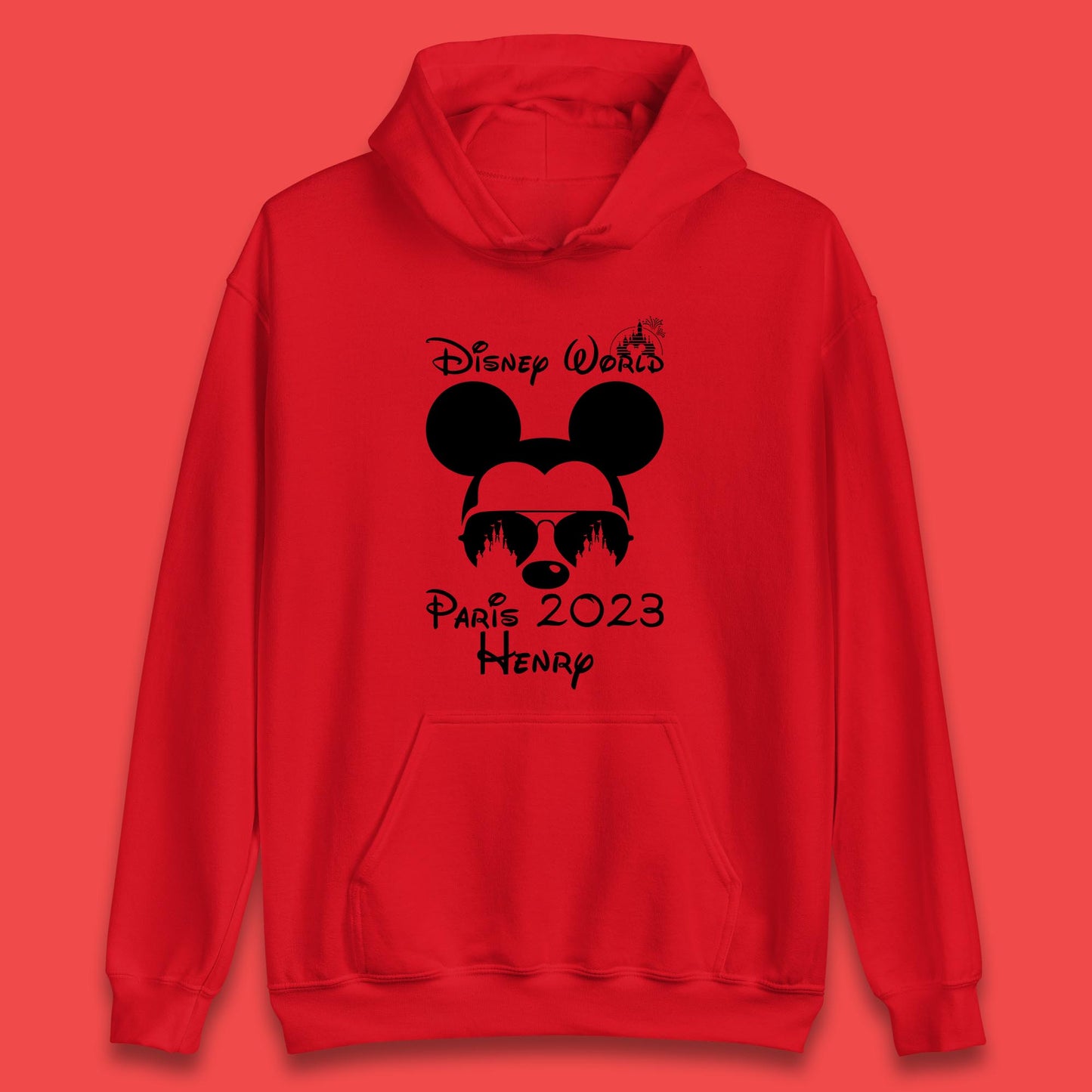 Personalised Disney World Paris 2023 Disney Castle Mickey Mouse Minnie Mouse Cartoon Magical Kingdom Disneyland Trip Unisex Hoodie