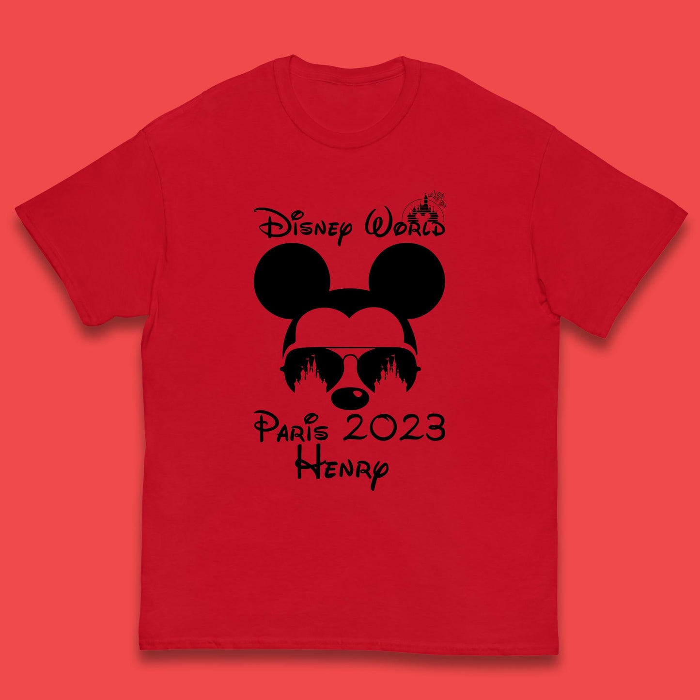 Personalised Disney World Paris 2023 Disney Castle Mickey Mouse Minnie Mouse Cartoon Magical Kingdom Disneyland Trip Kids T Shirt