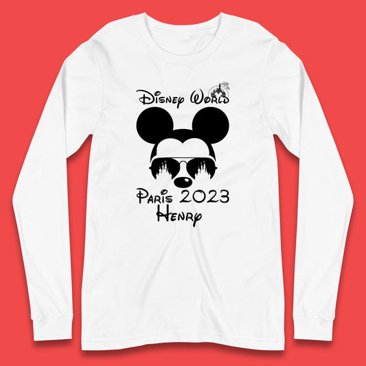 Personalised Disney World Paris 2023 Disney Castle Mickey Mouse Minnie Mouse Cartoon Magical Kingdom Disneyland Trip Long Sleeve T Shirt