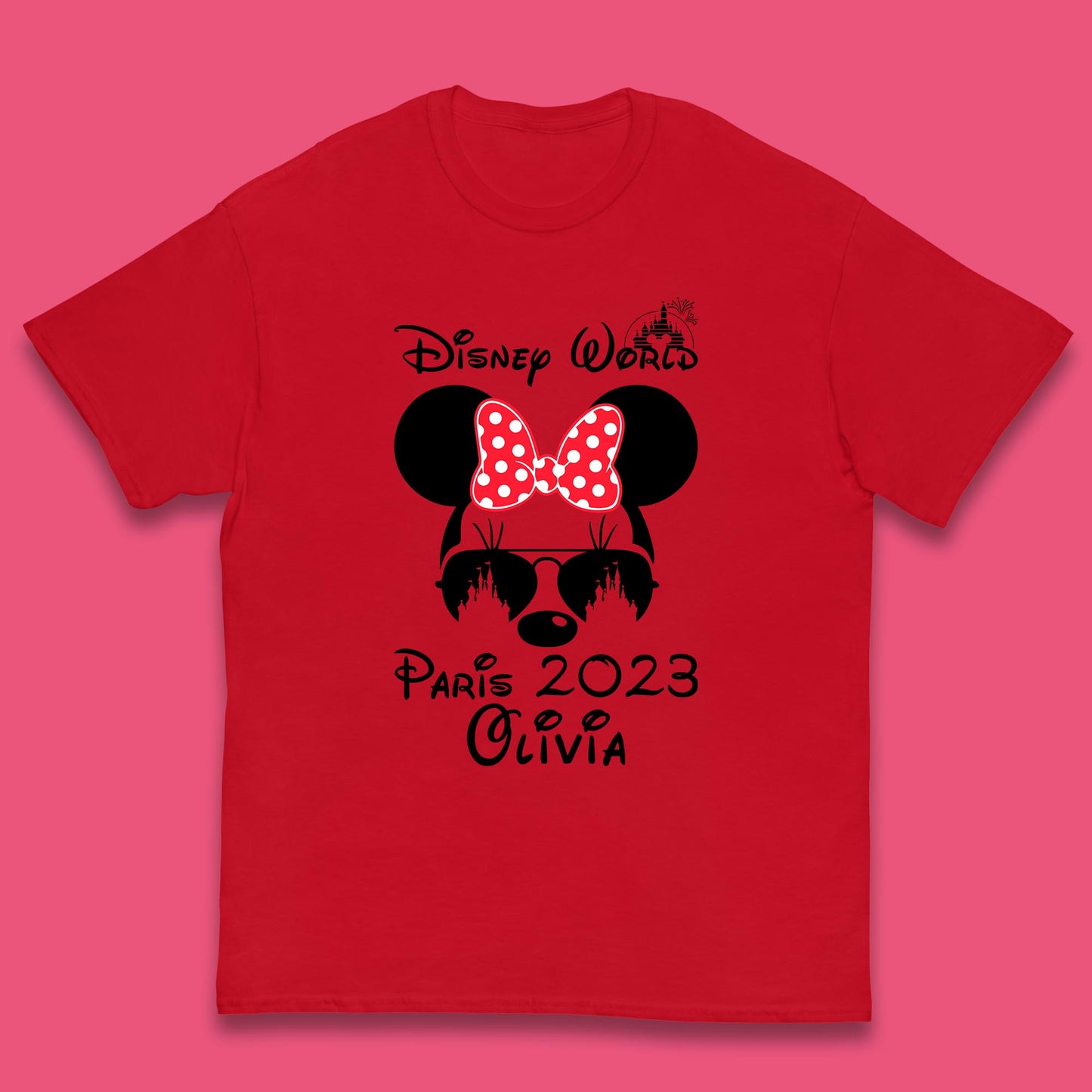 Personalised Disney World Paris 2023 Disney Castle Mickey Mouse Minnie Mouse Cartoon Magical Kingdom Disneyland Trip Kids T Shirt