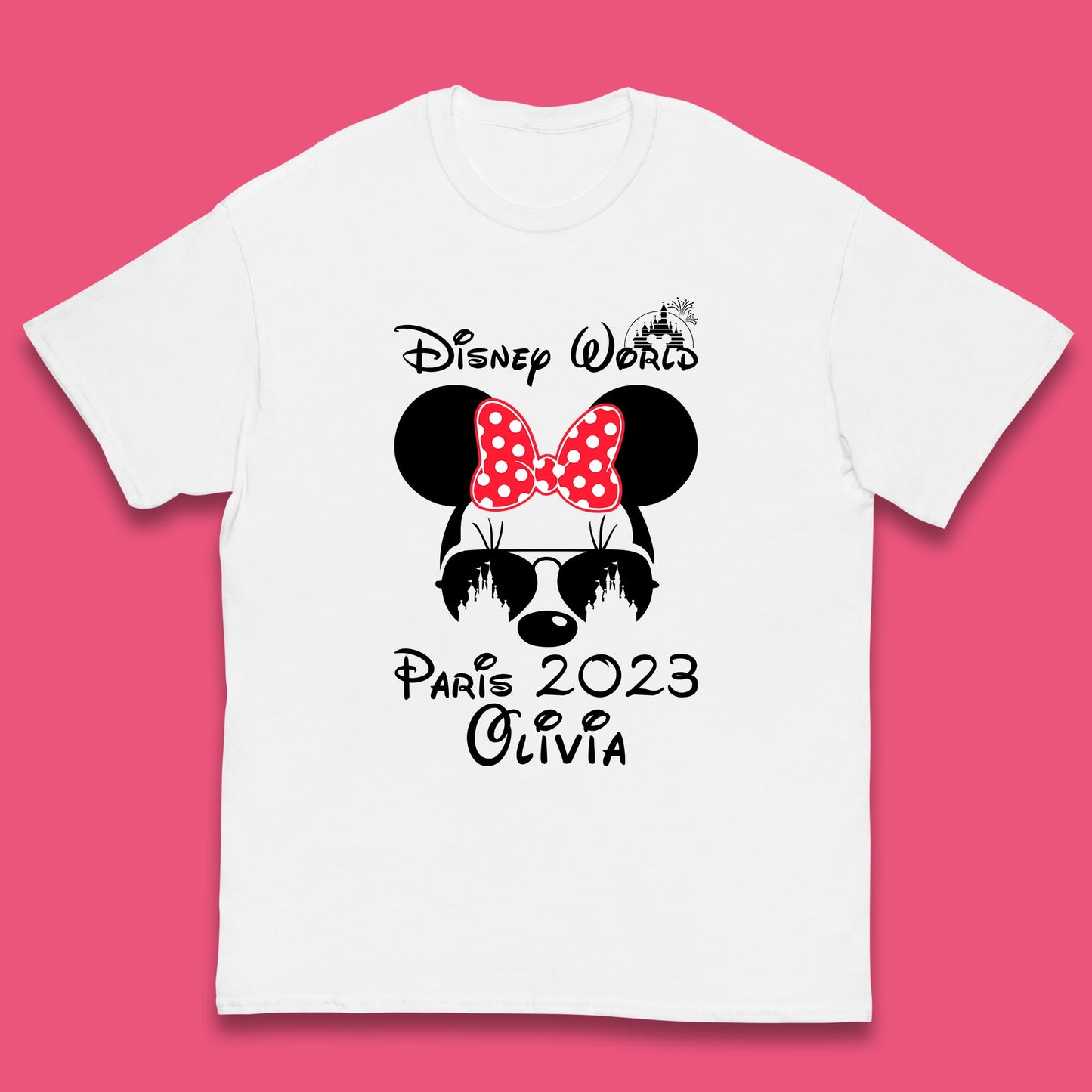 Personalised Disney World Paris 2023 Disney Castle Mickey Mouse Minnie Mouse Cartoon Magical Kingdom Disneyland Trip Kids T Shirt