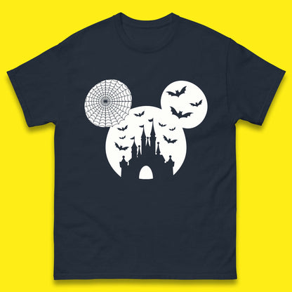 Disney Halloween Mickey Mouse Minnie Mouse Disney Castle Halloween Flying Bats Mens Tee Top