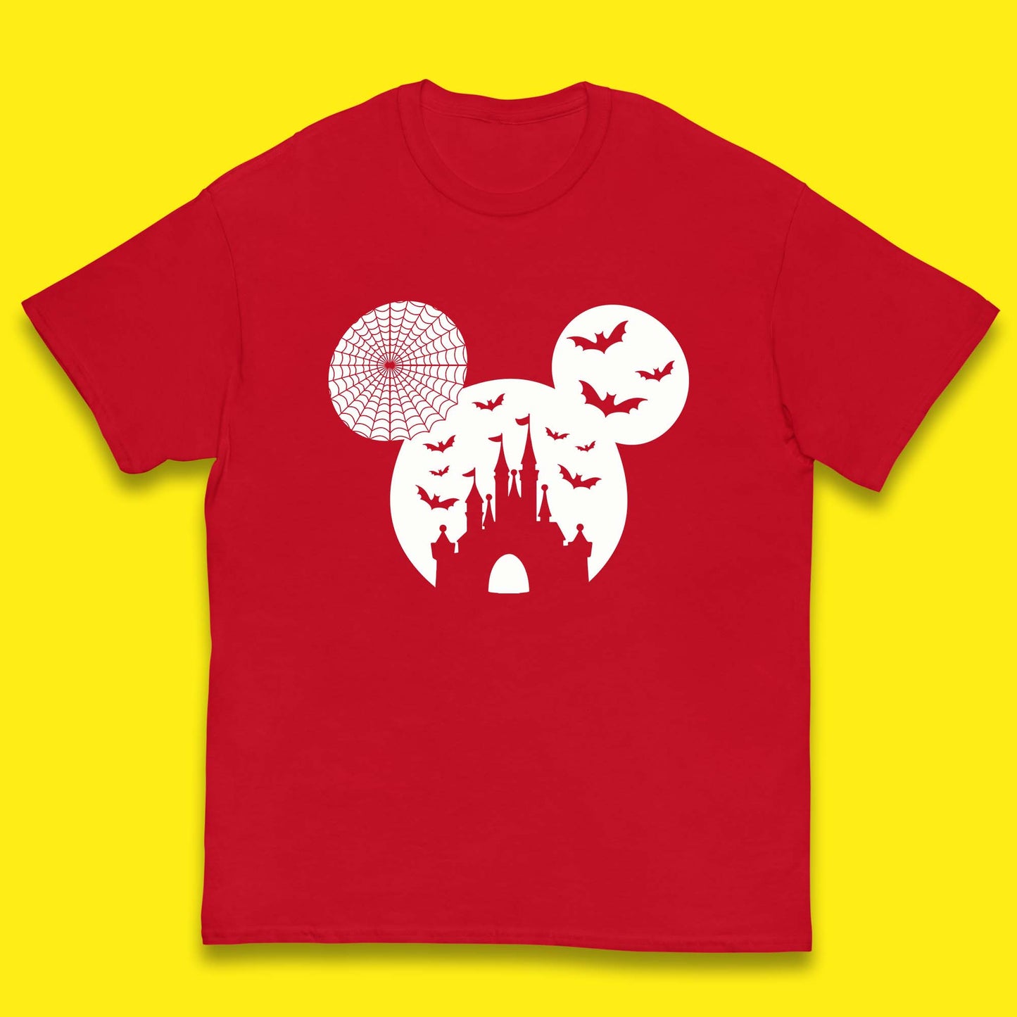 Disney Halloween Mickey Mouse Minnie Mouse Disney Castle Halloween Flying Bats Kids T Shirt