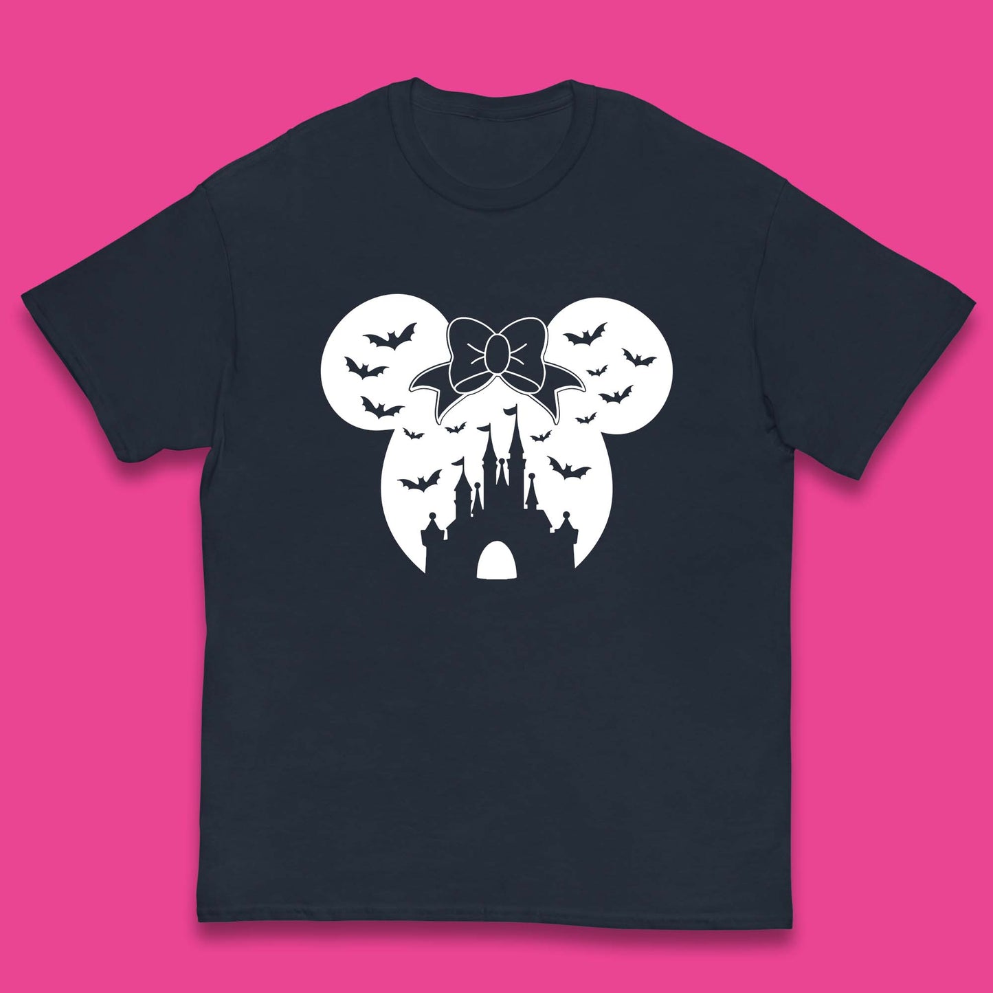 Disney Halloween Mickey Mouse Minnie Mouse Disney Castle Halloween Flying Bats Kids T Shirt