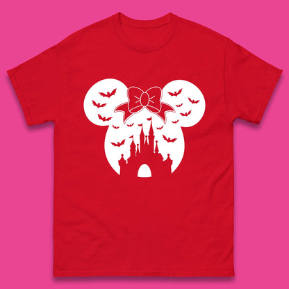 Disney Halloween Mickey Mouse Minnie Mouse Disney Castle Halloween Flying Bats Mens Tee Top