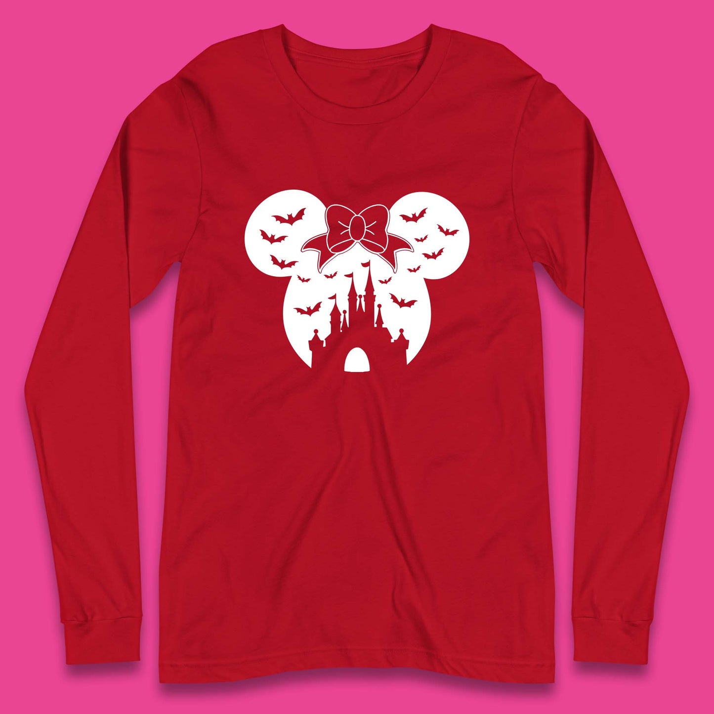 Disney Halloween Mickey Mouse Minnie Mouse Disney Castle Halloween Flying Bats Long Sleeve T Shirt