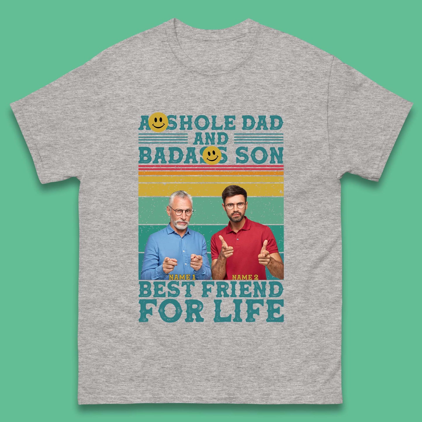 Personalised Asshole Dad And Badass Son Mens T-Shirt