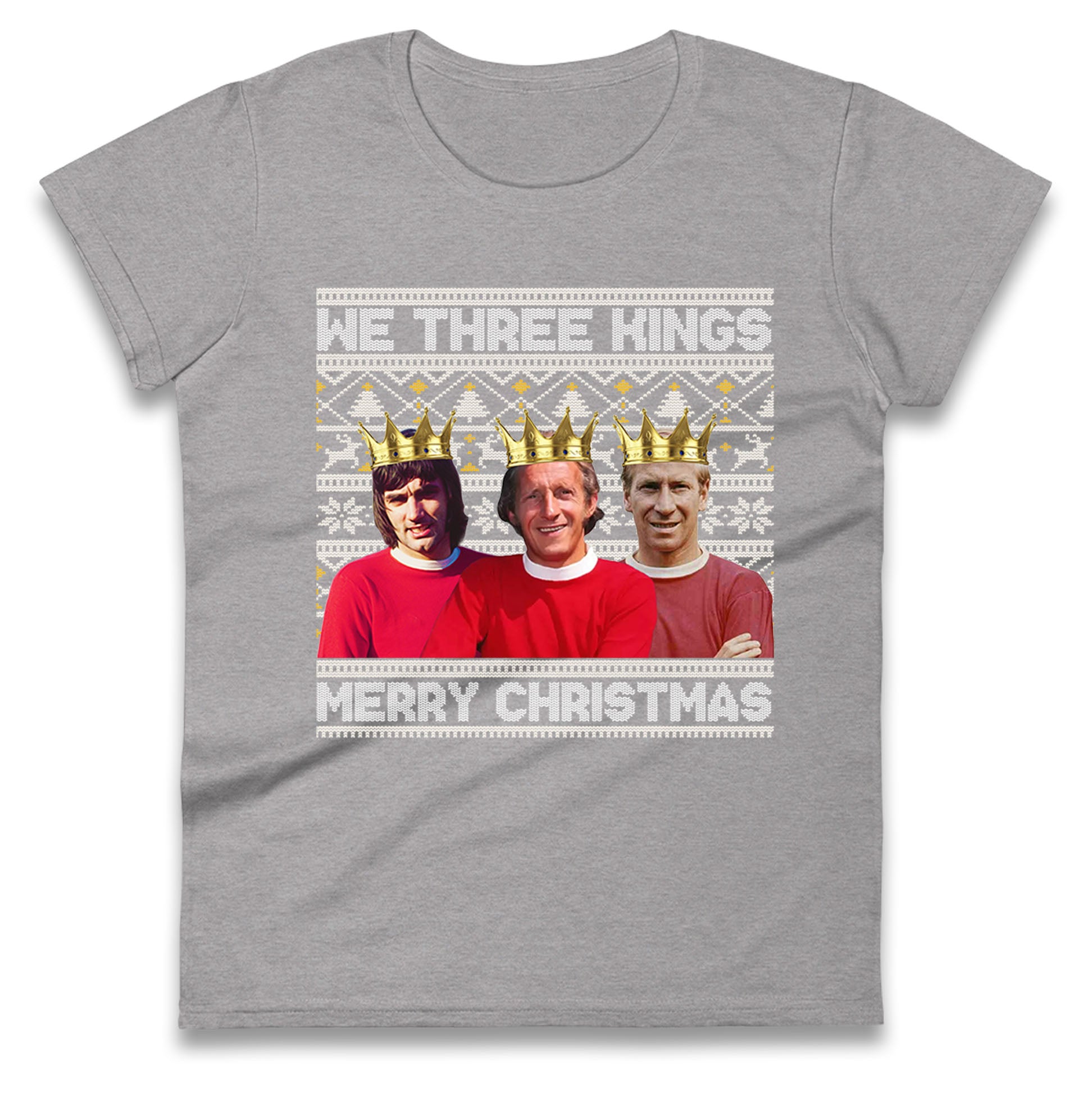 denis law bobby charlton george best christmas womens t shirt