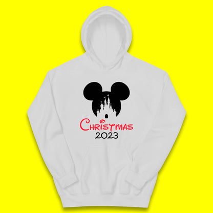 Christmas 2023 Mickey Mouse Minnie Mouse Magic Castle Holiday Xmas Disneyland Trip Kids Hoodie