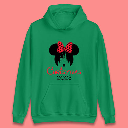 Christmas 2023 Mickey Mouse Minnie Mouse Magic Castle Holiday Xmas Disneyland Trip Unisex Hoodie